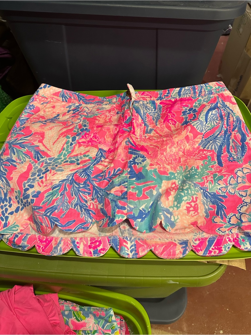 Lilly Pulitzer Pink Multi Floral Scallop-Hem Skort- EUC